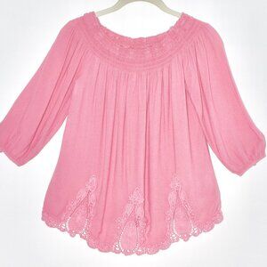 Xhilaration Off the Shoulder Lace Pink/Mauve Blouse - XS